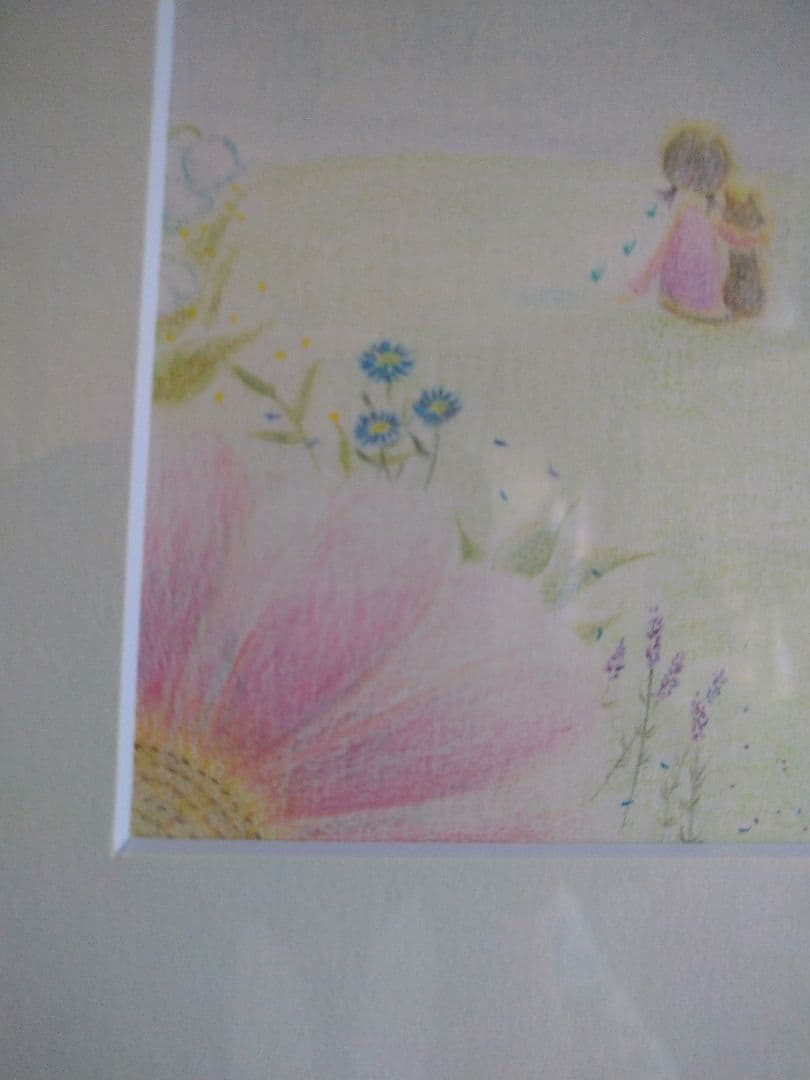 色鉛筆画　原画　一点物　額縁付き　【天国へ】
