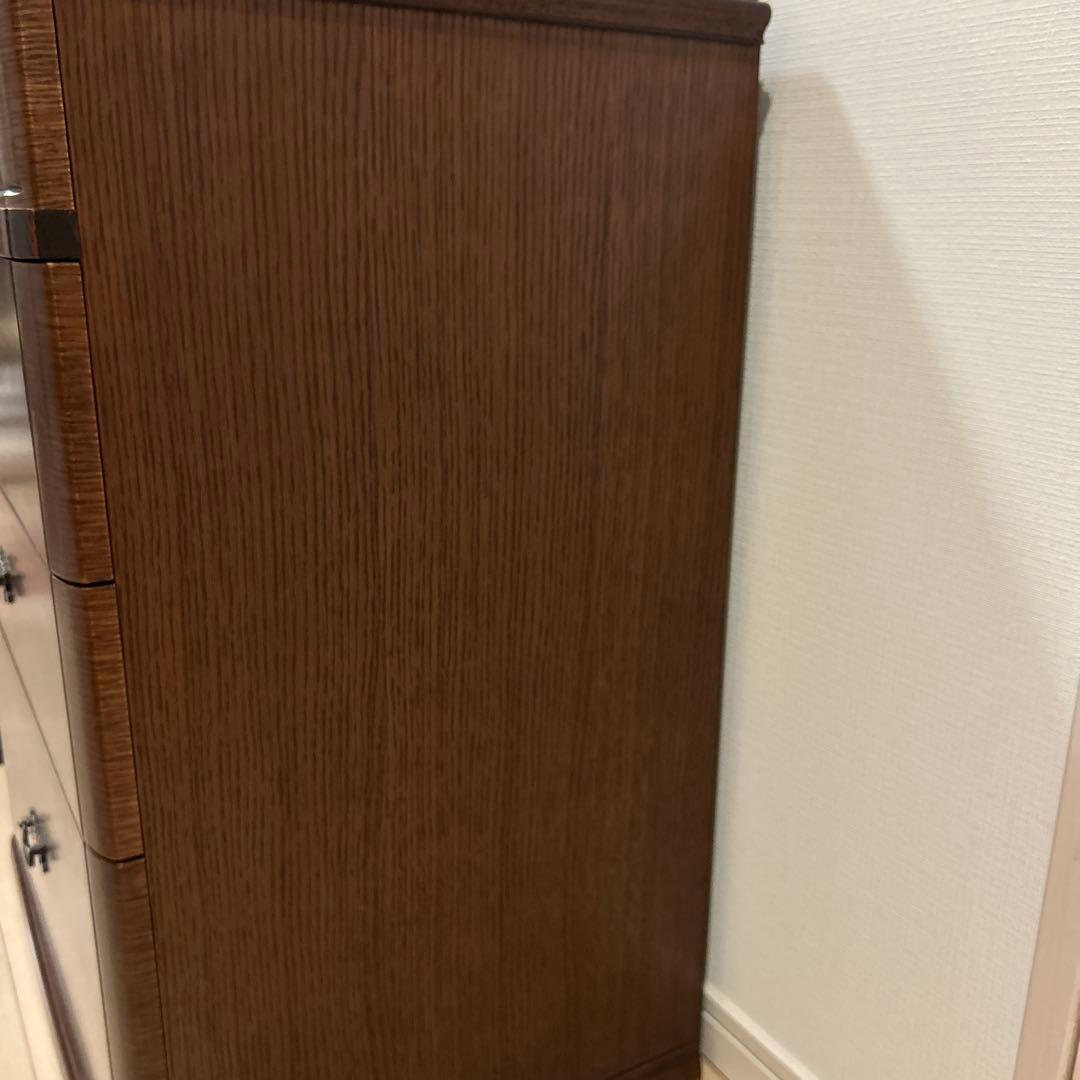 アンティーク風 木製サイドチェスト ダークブラウン 4段