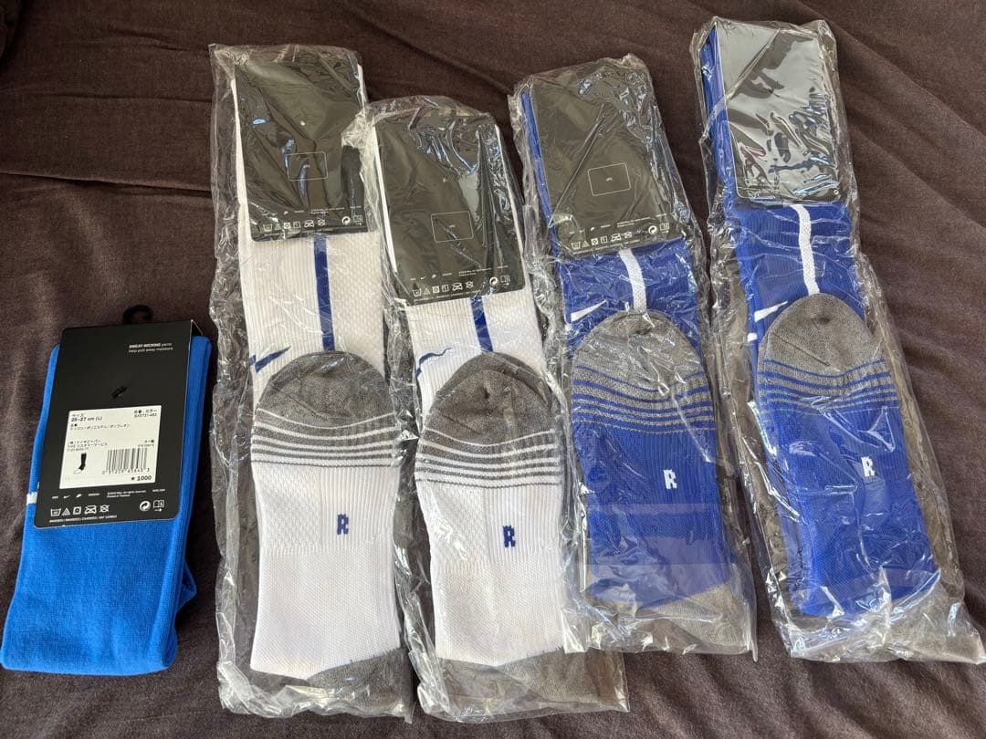 Nike サッカーソックス 5足セット 青/白25~27cm、27~29cm