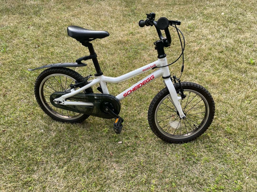 値下げ　シャイデック　モンベル　キッズ　自転車16インチ ホワイト　後輪泥よけ付