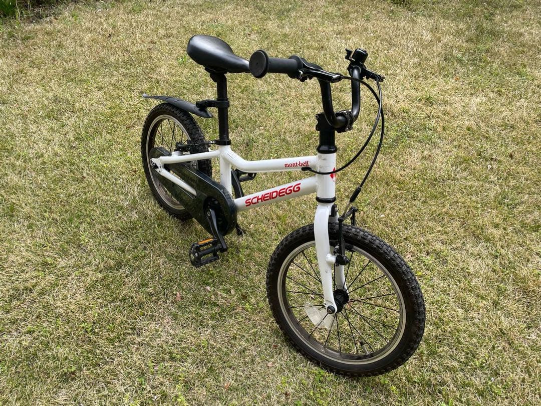 値下げ　シャイデック　モンベル　キッズ　自転車16インチ ホワイト　後輪泥よけ付
