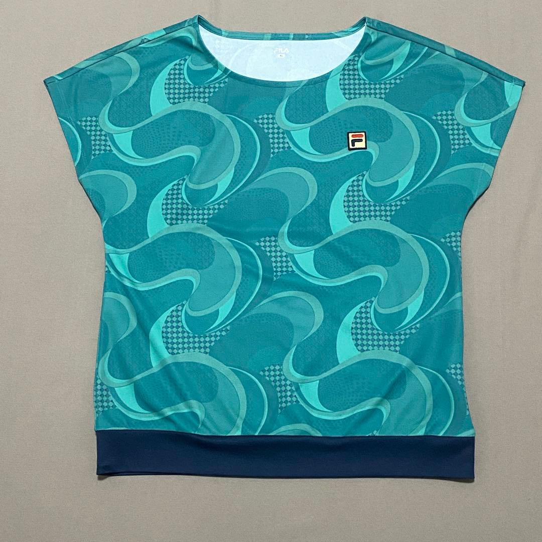 フィラFILA 総柄シャツ&フレアスコート上下セットアップ XL テニスウェア