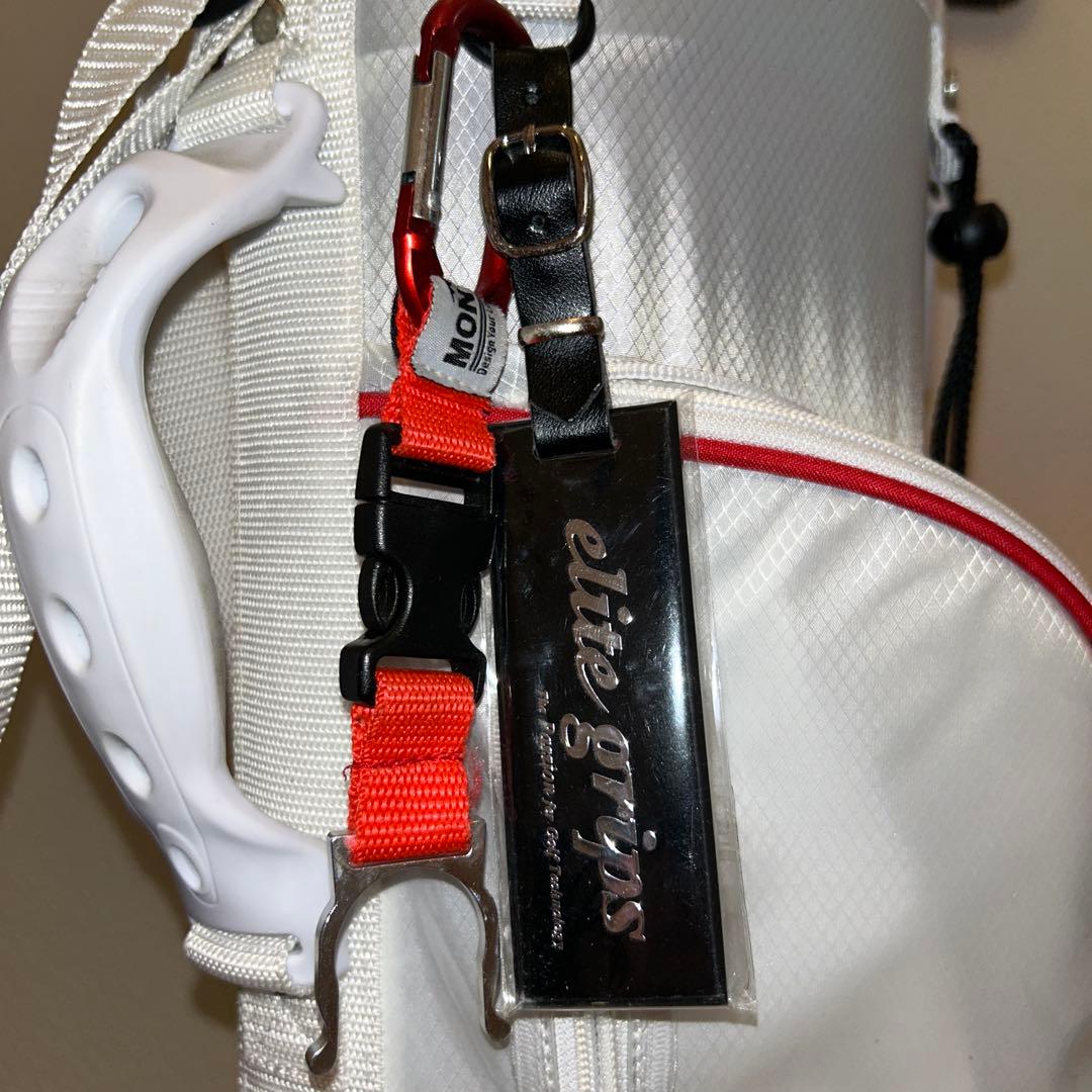 kz エリートグリップキャディバッグ白\赤　スタンド式