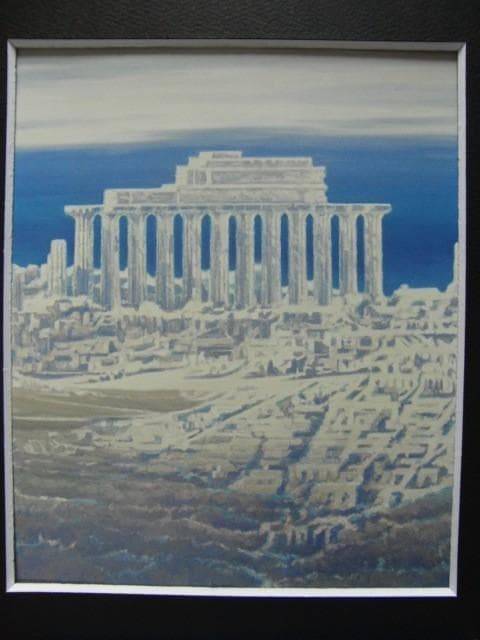 松浦 安弘 【セリヌンテの海】 希少画集画、状態良好、新品高級額装付