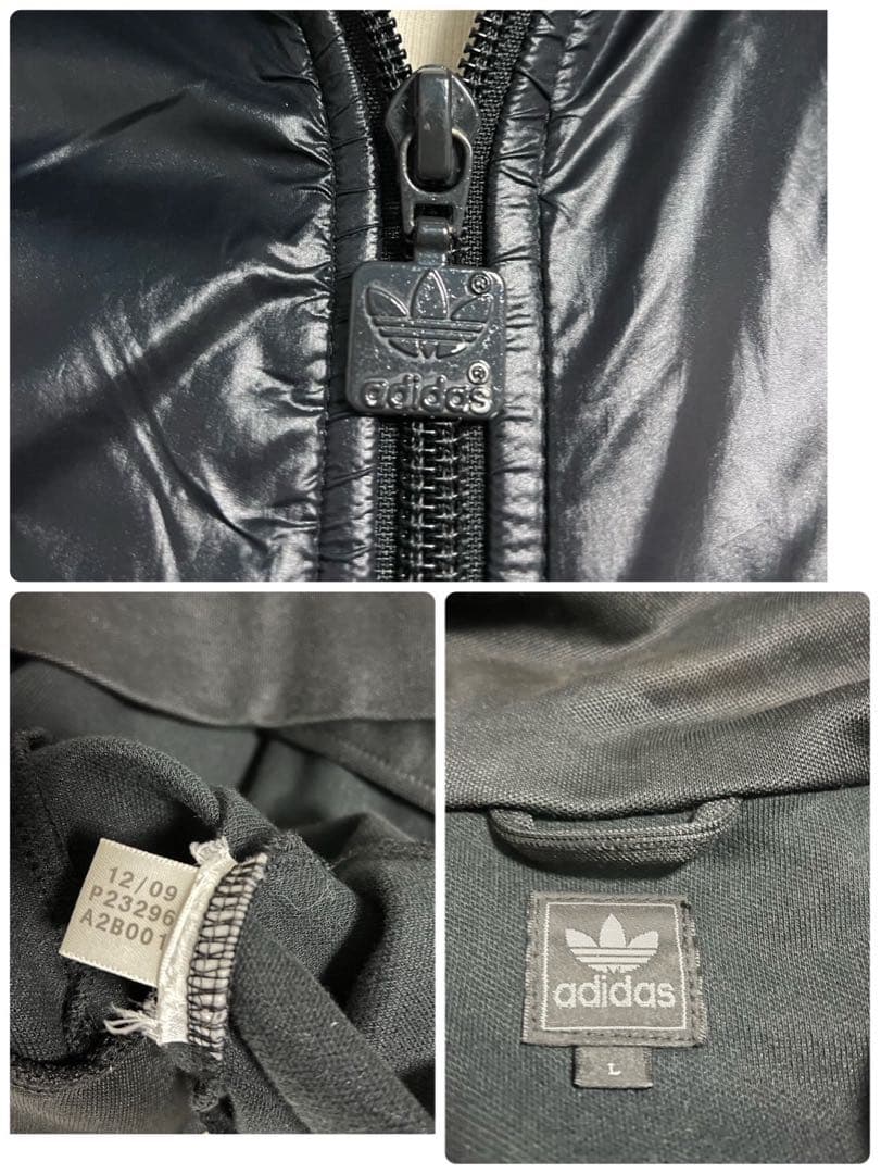 adidas トラックジャケット　ジャージ　ジップアップ　トレホイル 黒　L