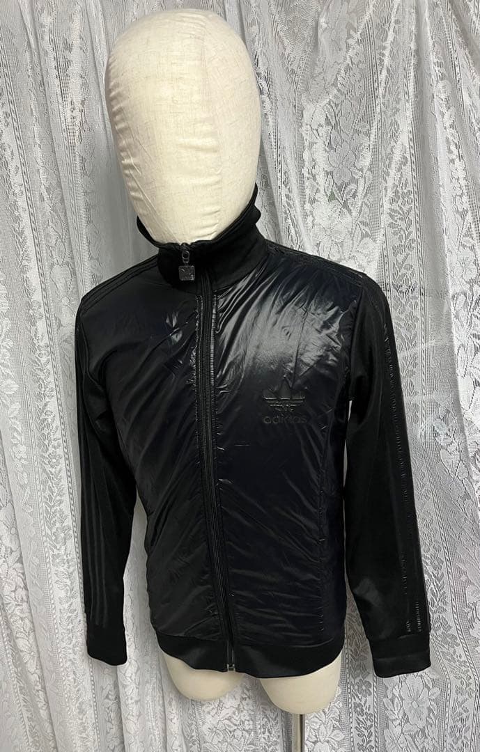 adidas トラックジャケット　ジャージ　ジップアップ　トレホイル 黒　L