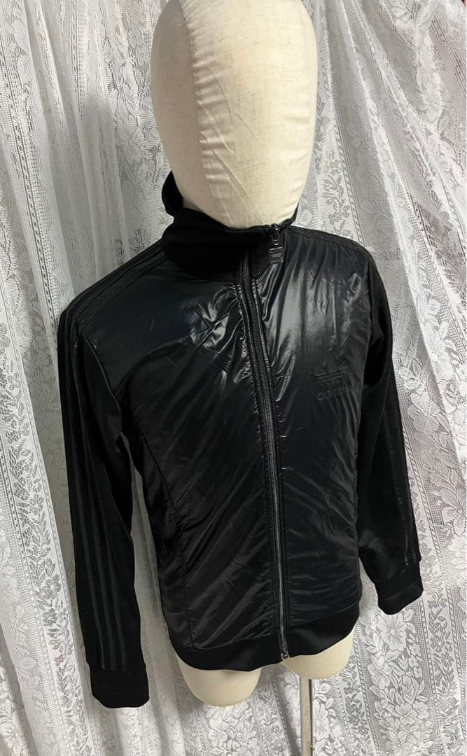 adidas トラックジャケット　ジャージ　ジップアップ　トレホイル 黒　L