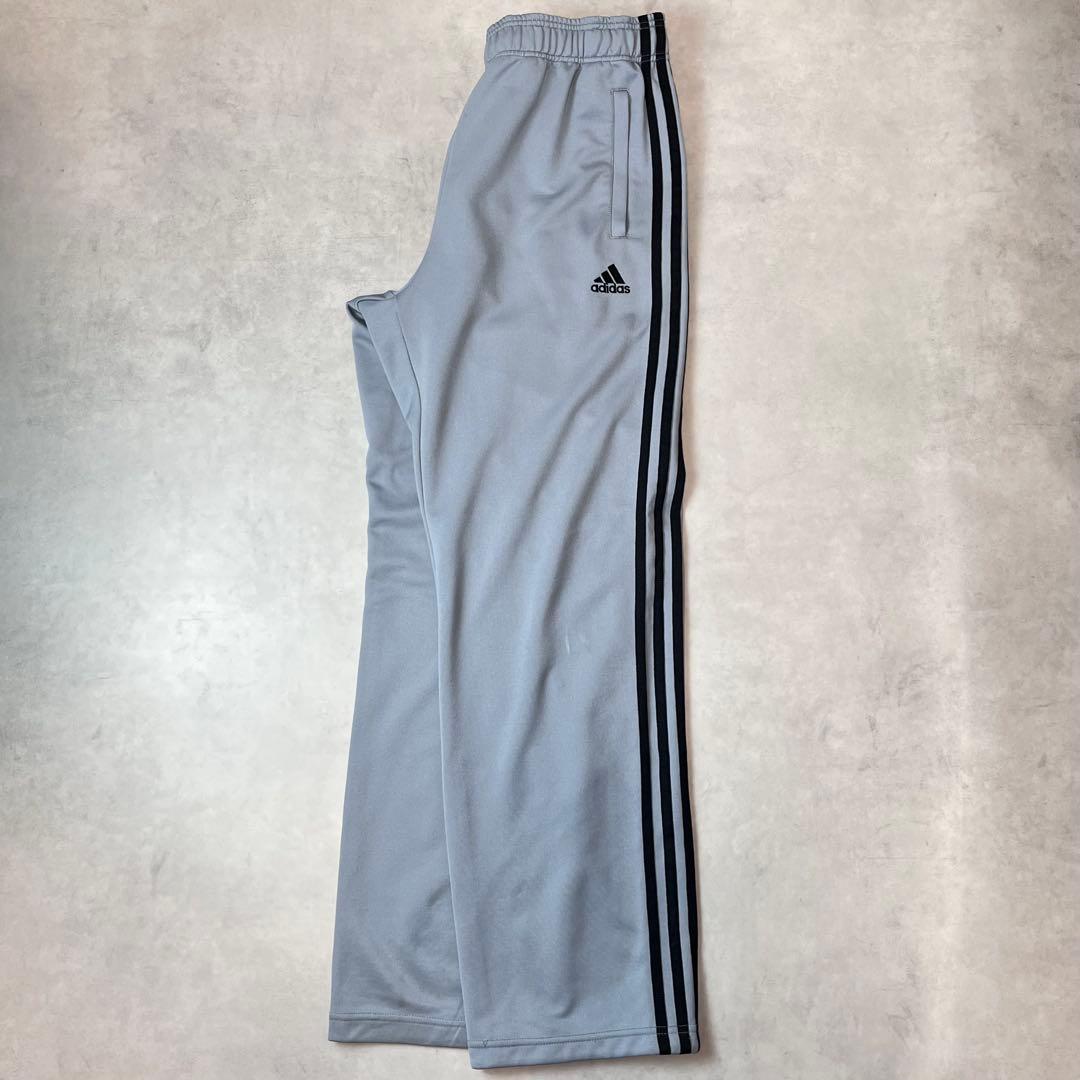 00s adidas トラックパンツ 3ライン ライトブルーグレー L