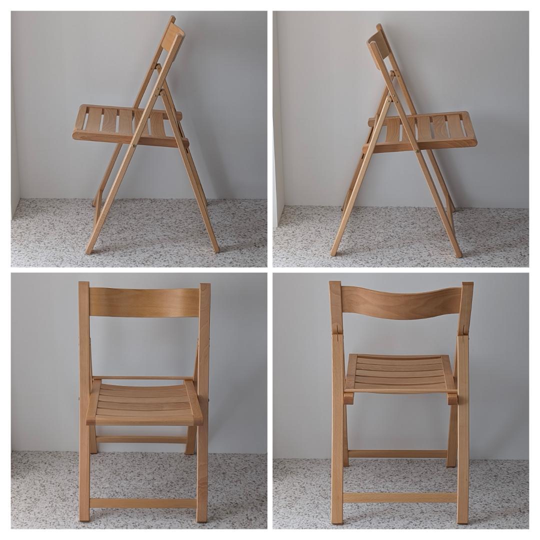 90s ビンテージ 無印 イタリア製 ブナ材 折りたたみチェア 2脚セット 美品