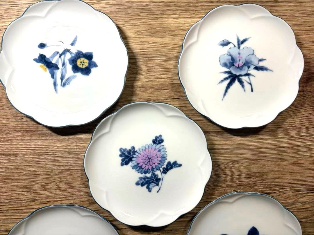 希少 乃りたけ Noritake 和皿 5枚セット 昭和モダン 花絵 廃番