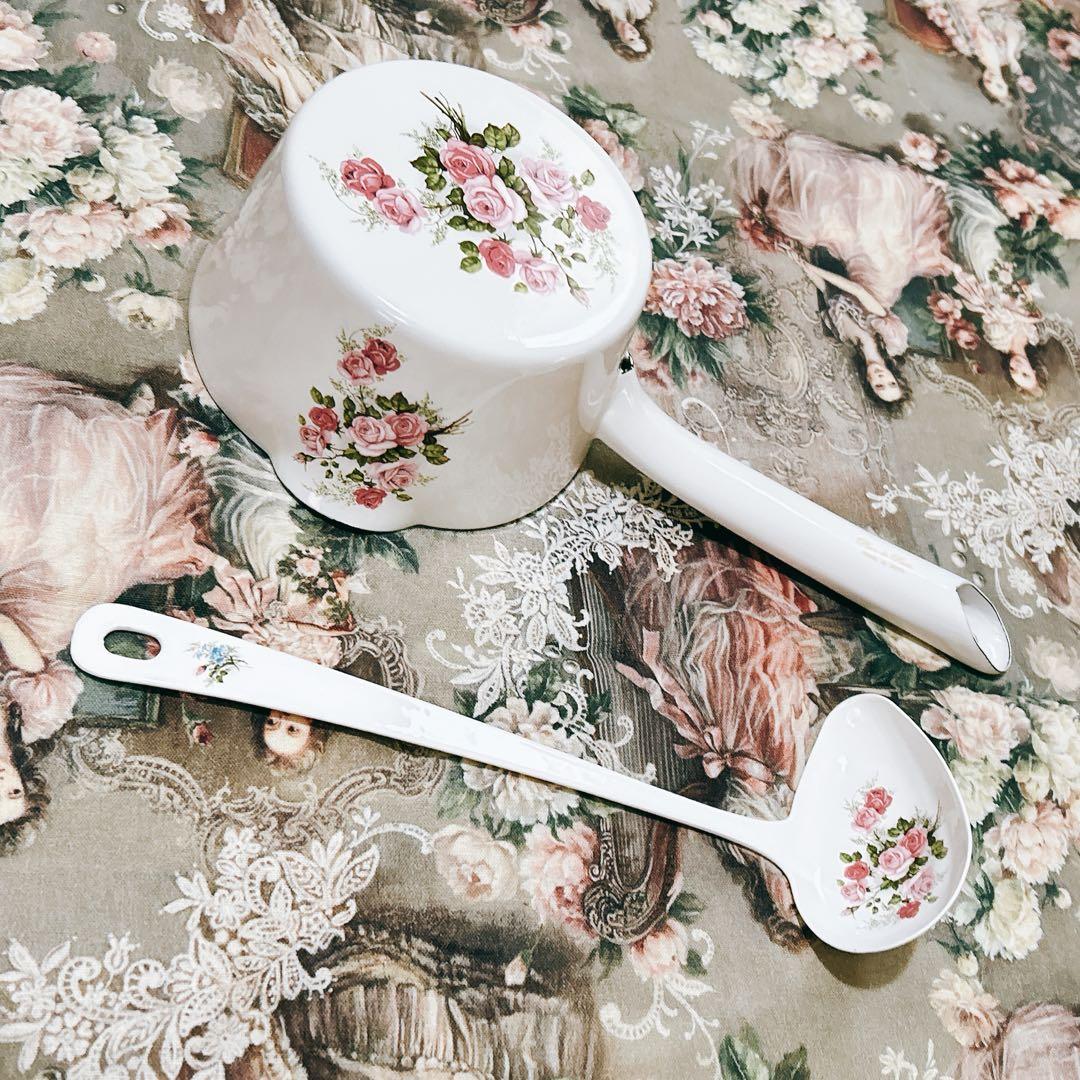 新品 琺瑯 ミルクパン レードルセットプランドパリ/ イマン imane マニー