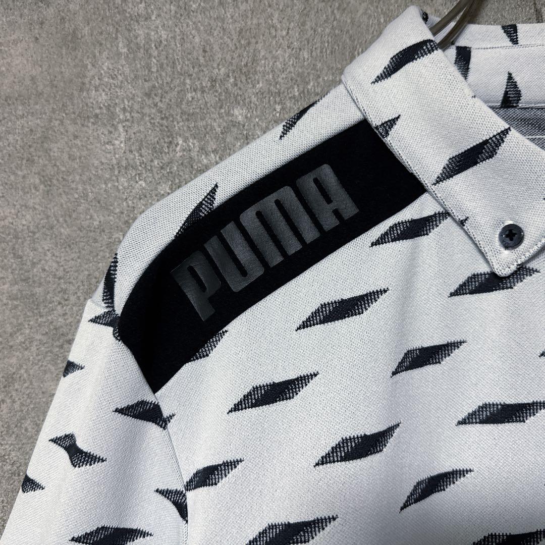 PUMA GOLF プーマゴルフ 長袖 総柄 ポロシャツ グレー M メンズ
