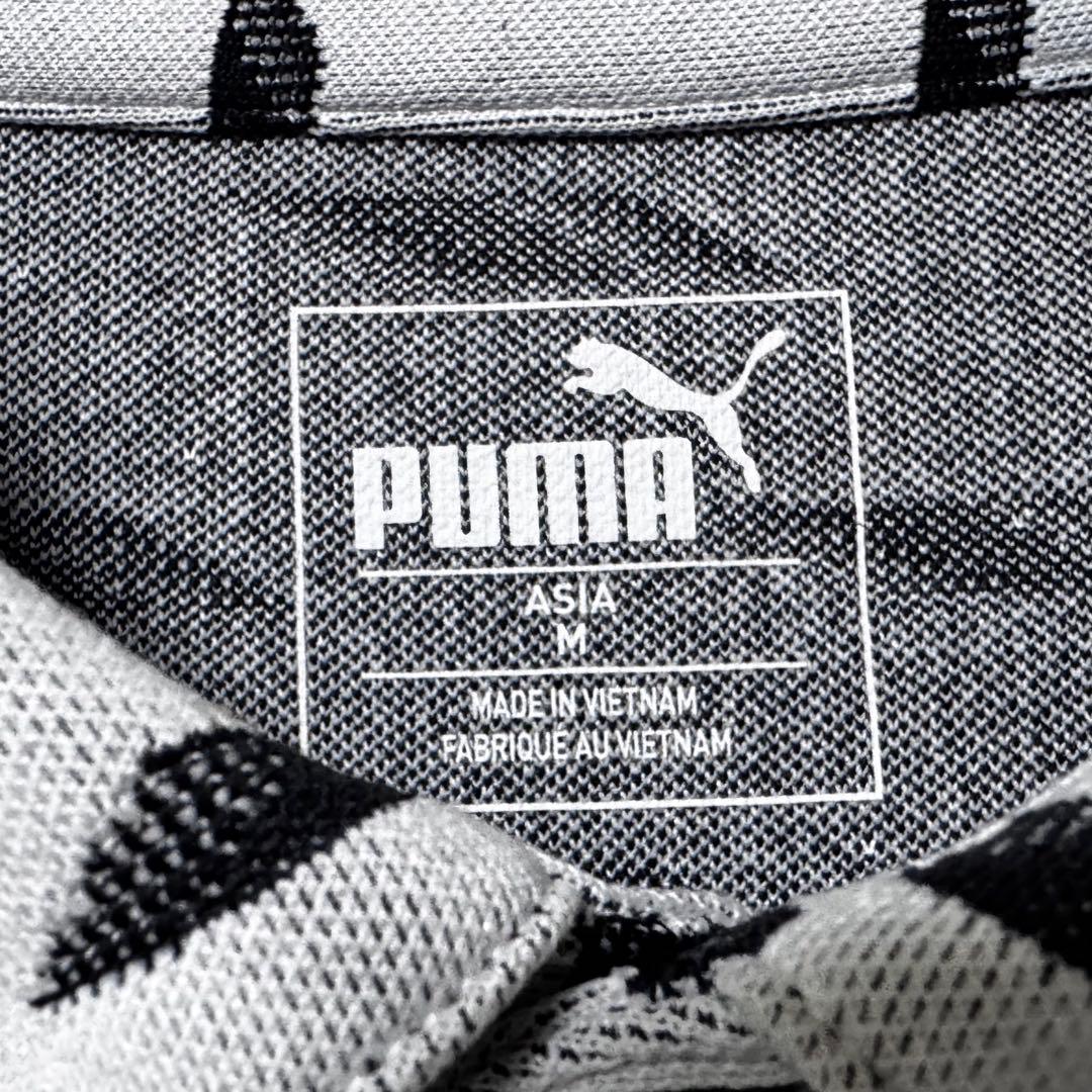 PUMA GOLF プーマゴルフ 長袖 総柄 ポロシャツ グレー M メンズ