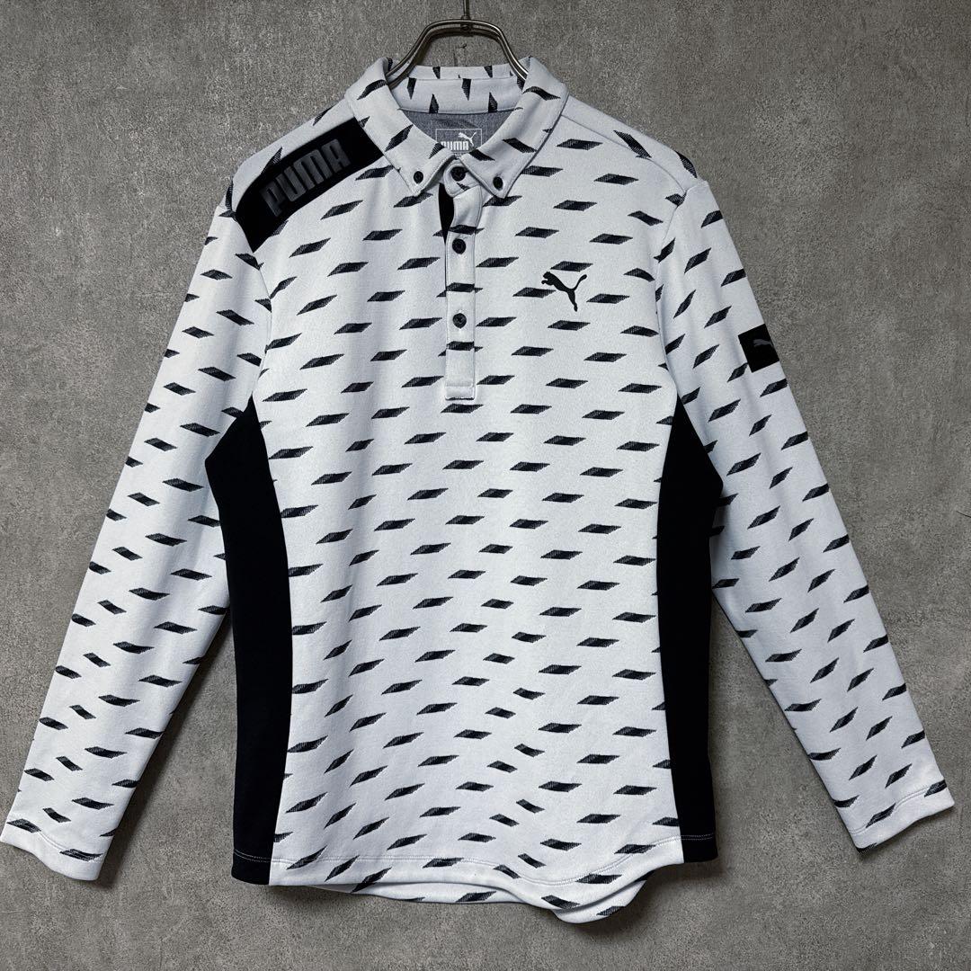 PUMA GOLF プーマゴルフ 長袖 総柄 ポロシャツ グレー M メンズ