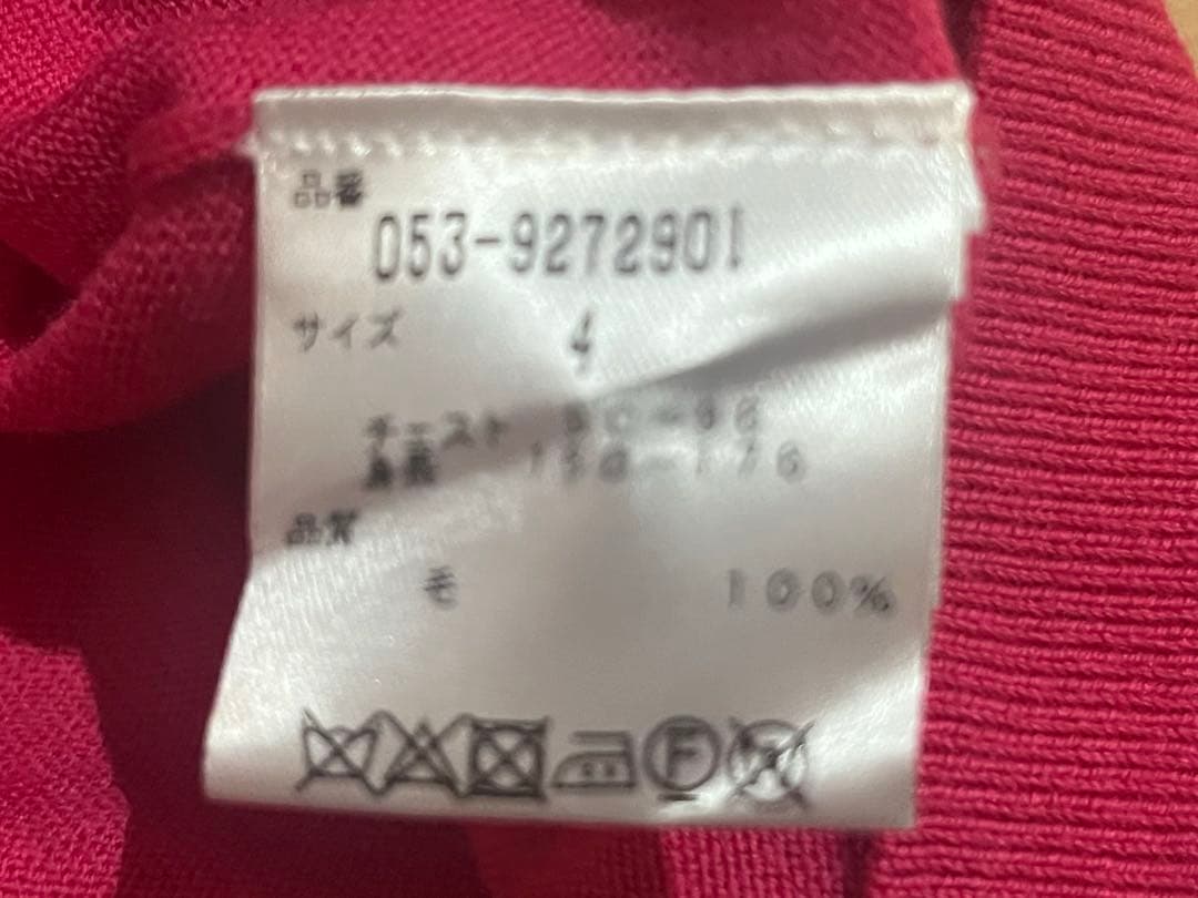 パーリーゲイツ　赤ピンクジップアップセーター サイズ4 カシミヤ100%