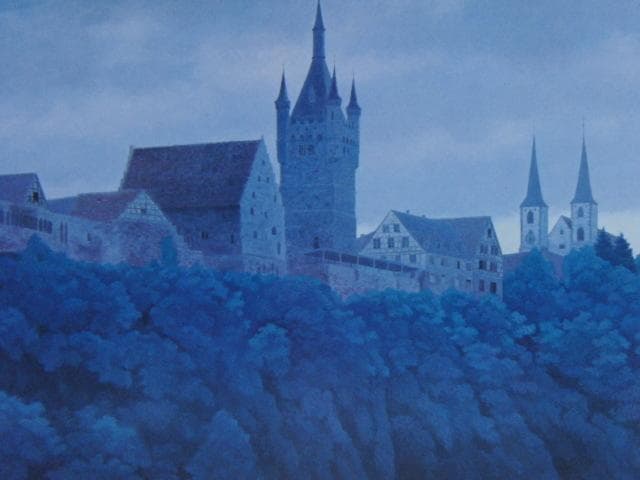 東山魁夷、【古都遠望】、希少な額装用画集画、新品高級額 額装付