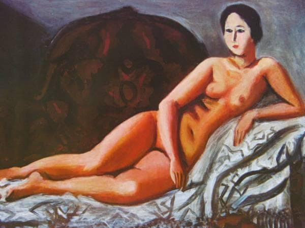 小出 楢重、ソファーの裸体、希少画集画、新品額装付