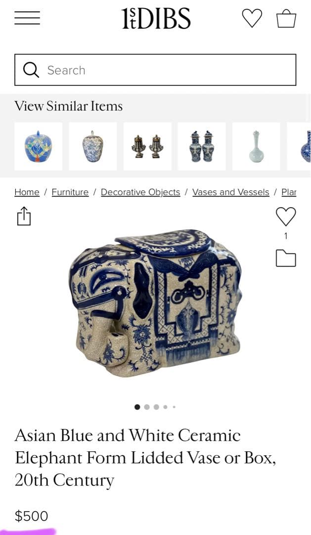 China Seas 象 陶器 置物 花器 小物入 Blue Elephant