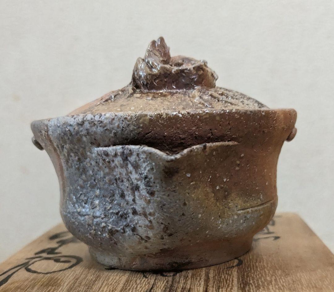 初代大饗仁堂【備前焼】手造宝瓶　龍　手造茶器 在銘 共箱 古美術品