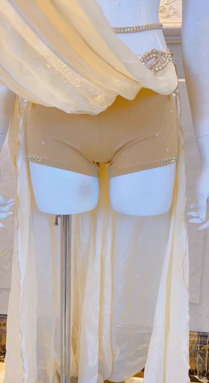 お得 美品ベリーダンス衣装 シャンパン　ブラスカートセット M コスチューム