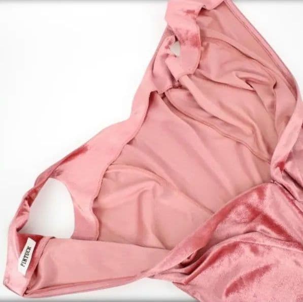 【フラダンス用ドレスアップ 美品 ベロアドレス】 サーモンピンク 艶有り