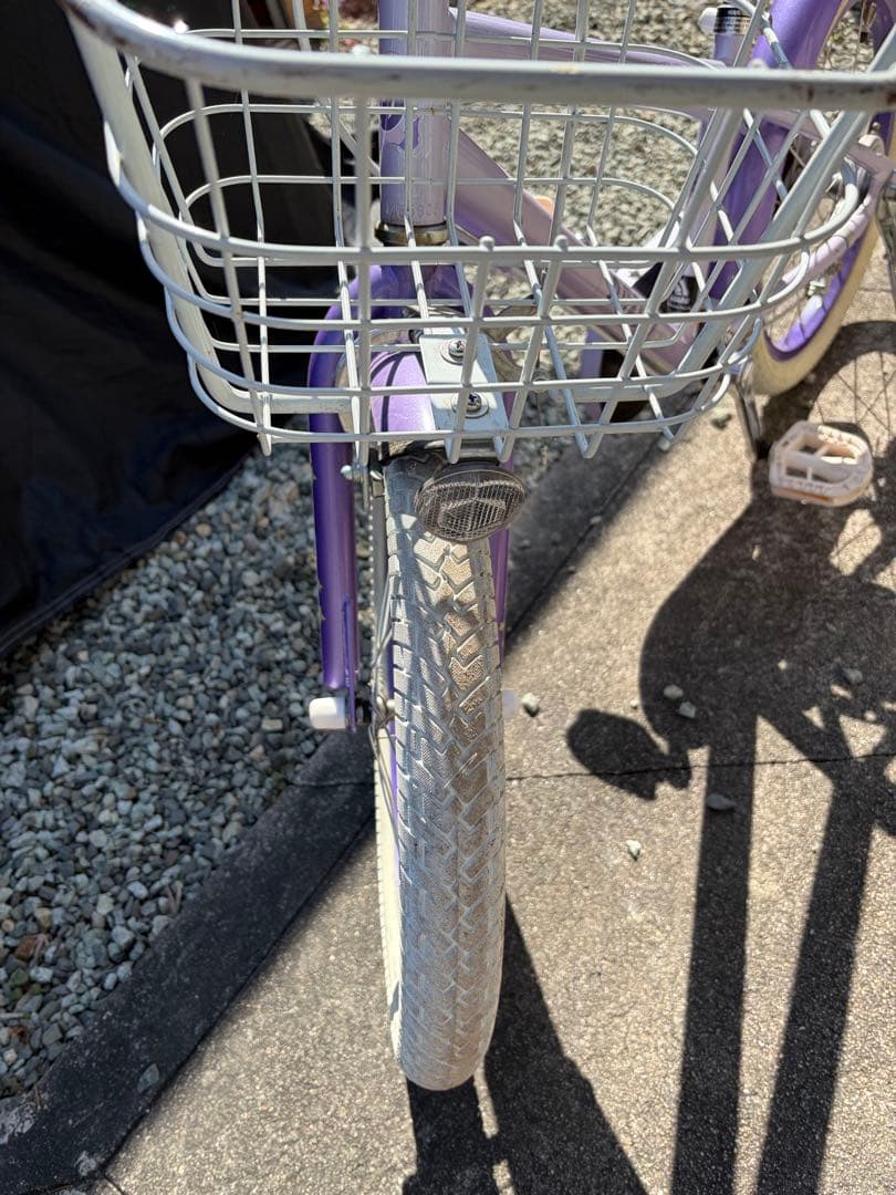 【お引き渡し限定】アサヒ幼児用自転車 紫色 前面バスケット付き 引き取り