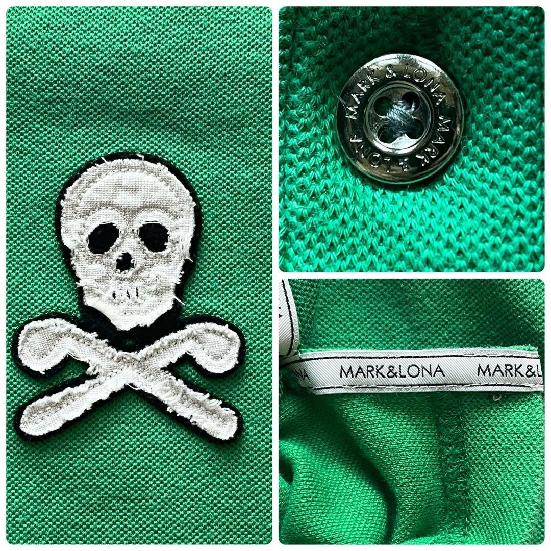 MARK&LONA ポロシャツ スカル 刺繍 ゴルフウェア ボタンロゴ