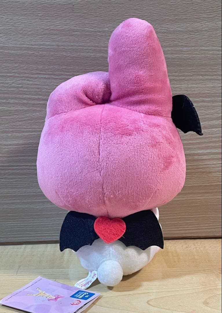 テメ上　マイメロディ ピンク赤バット付きウサギ耳赤い毛糸ドレスぬいぐるみ