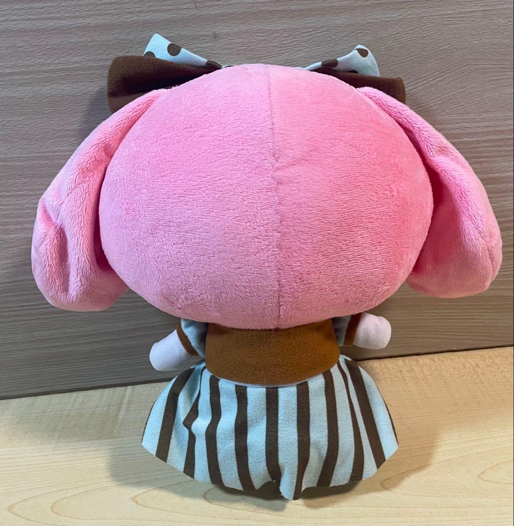 テメ上　マイメロディ ピンク赤バット付きウサギ耳赤い毛糸ドレスぬいぐるみ