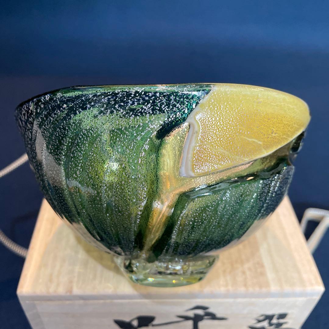 『西中 千人』(にしなか ゆきと)作のガラスの【呼継 茶碗】共箱※美品