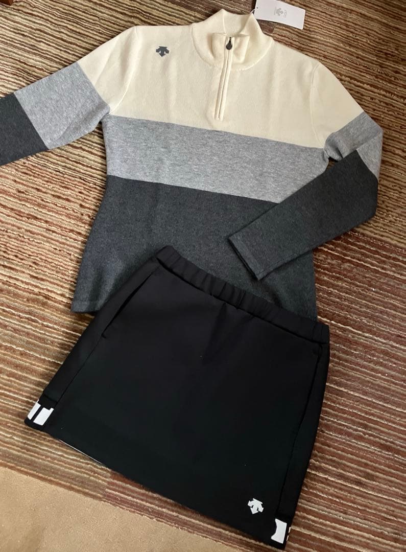 【タグ付き】DESCENTE GOLF ハーフジップ　モックネック　ニット