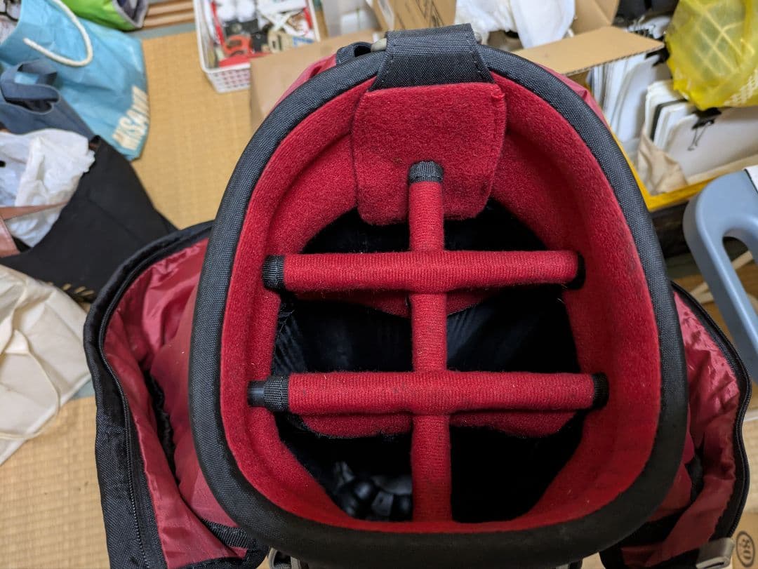 ゴルフキャディバッグ onoff製　美品　黒と赤のコンビネーション