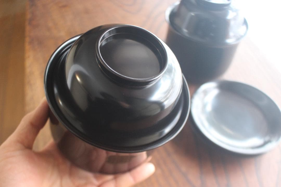 時代逸品！品のある羽反りデザインに時代黒漆の美しい蕎麦椀2点（検京塗懐石椀輪島塗