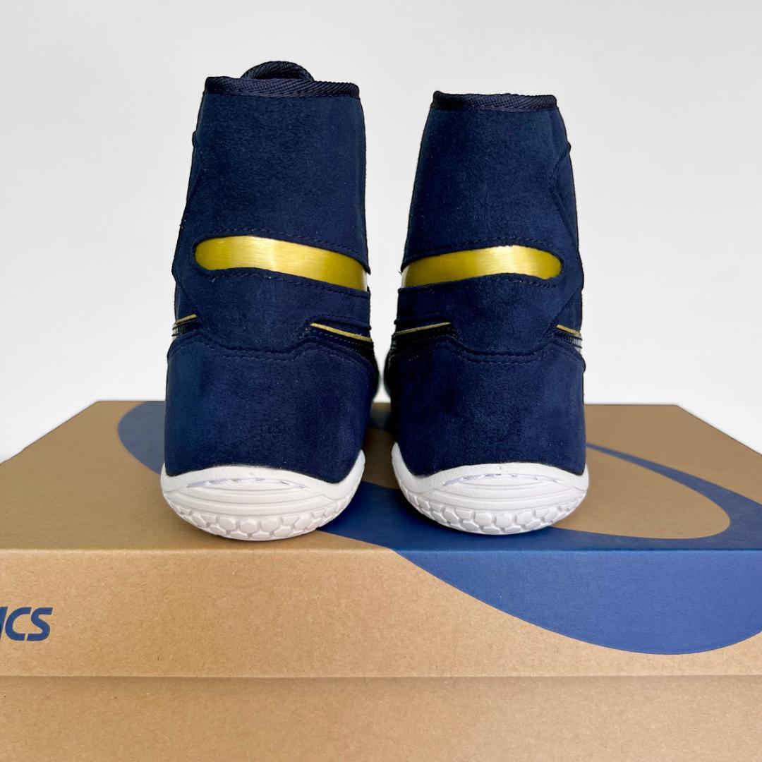 asics レスリングシューズ 1083A001 ネイビーxゴールド25.5cm
