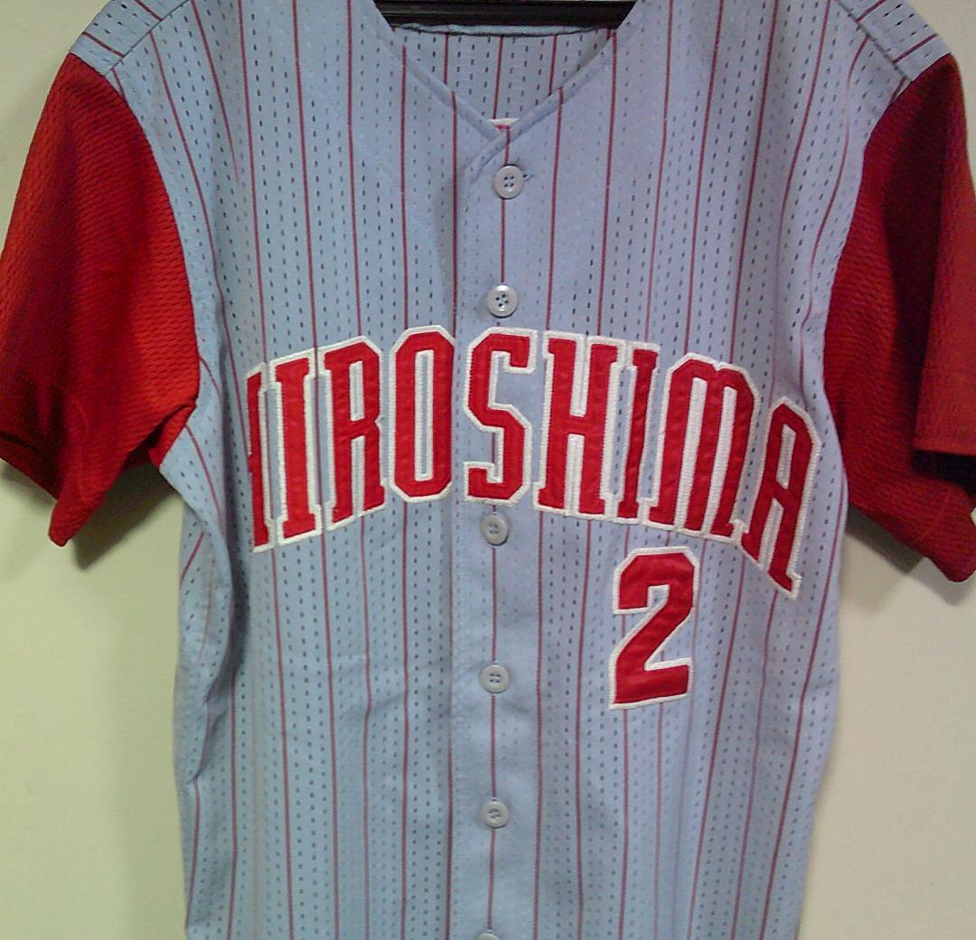S灰赤２《貴重》デサント◇広島カープ　CARP　東出 輝裕２番　刺繍 ■プロ野球