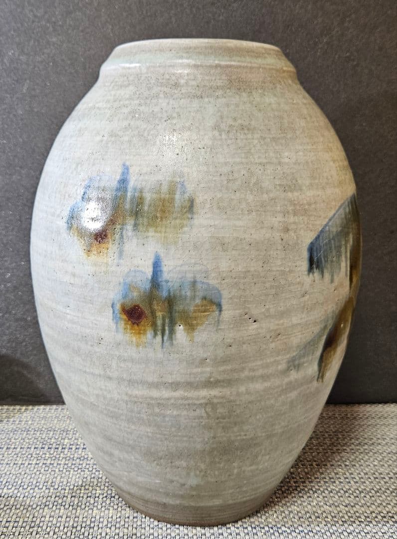【真作保証❗】文化勲章受章作家　 日本芸術院会員　楠部 彌弌　刷毛目釉彩　 花瓶