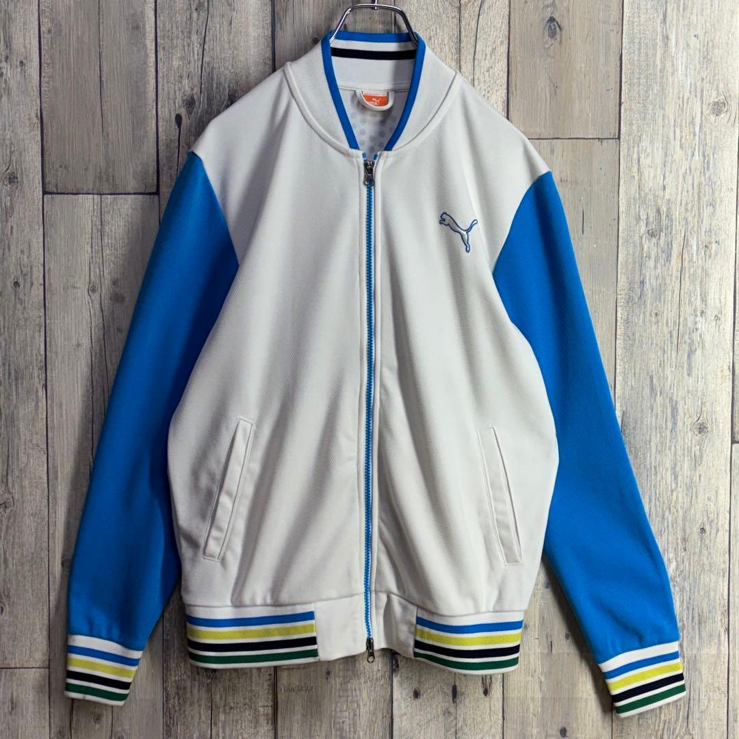 プーマ　PUMA GOLF ジャケット ジップアップ　ホワイト/ブルー　M