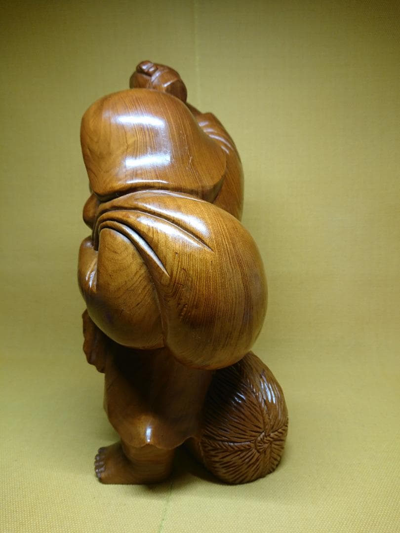 【美品】大黒様　木彫　人形　七福神　置物　インテリア　工芸品　美術品　A1090