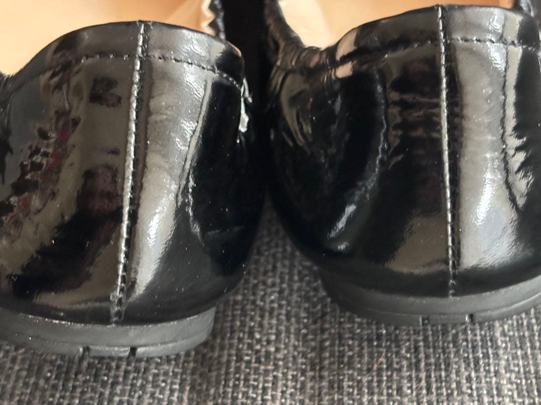 難あり　PRADA リボン付きバレエシューズ ブラック　38.5 24cm