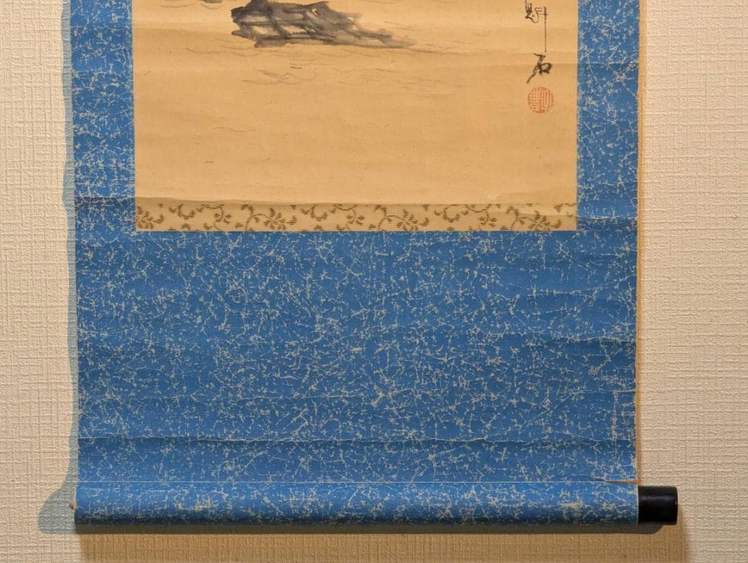 【真作】掛軸　幽谷山水図　淡墨の奥行きが美しい文人画風山水　V65