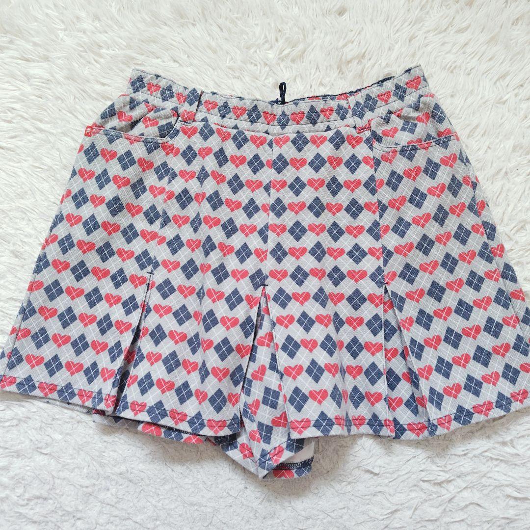 【フィラゴルフ】ハートアーガイル柄セットアップ ハーフジップシャツショートパンツ