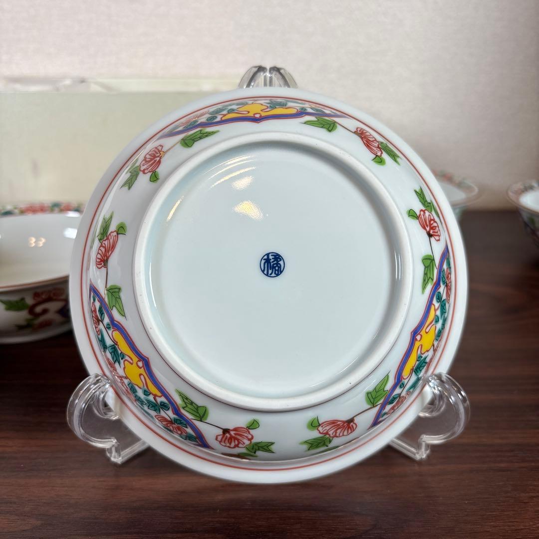 【未使用】たち吉 色絵ぼたん 刺身揃え 10点
