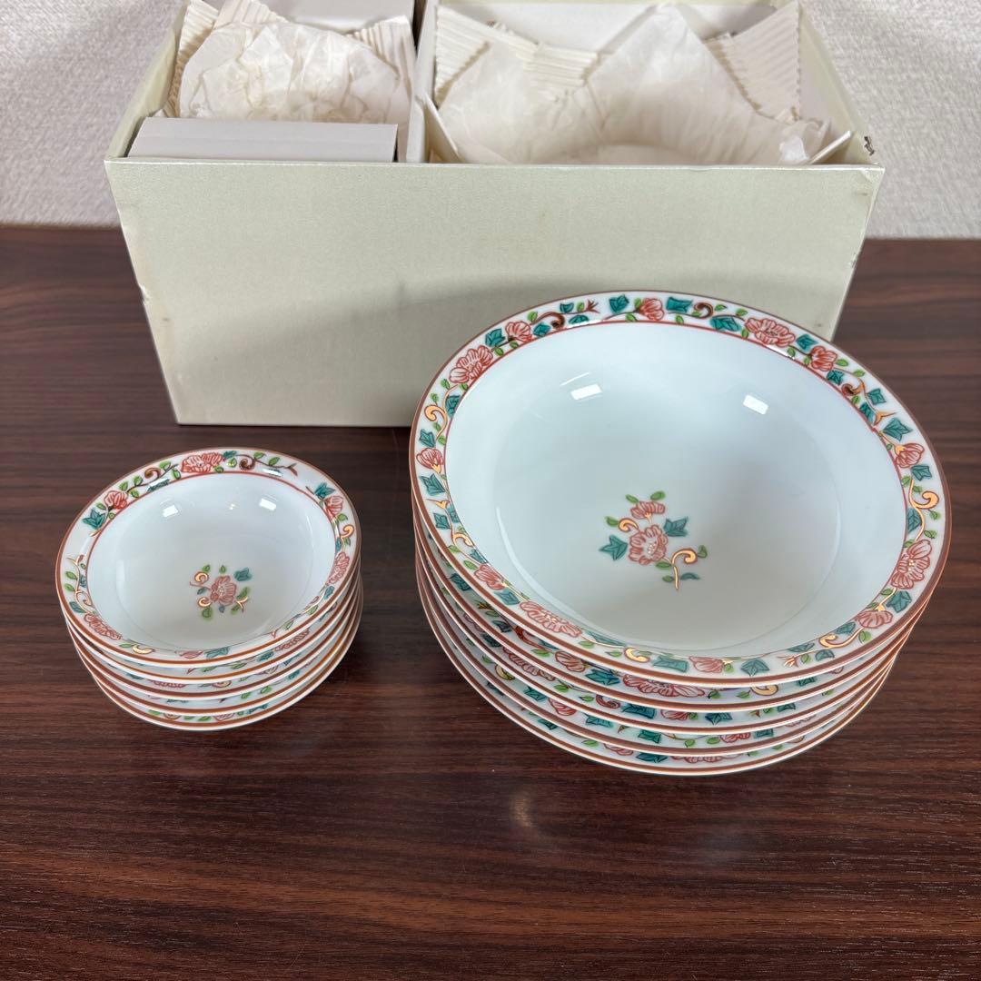 【未使用】たち吉 色絵ぼたん 刺身揃え 10点
