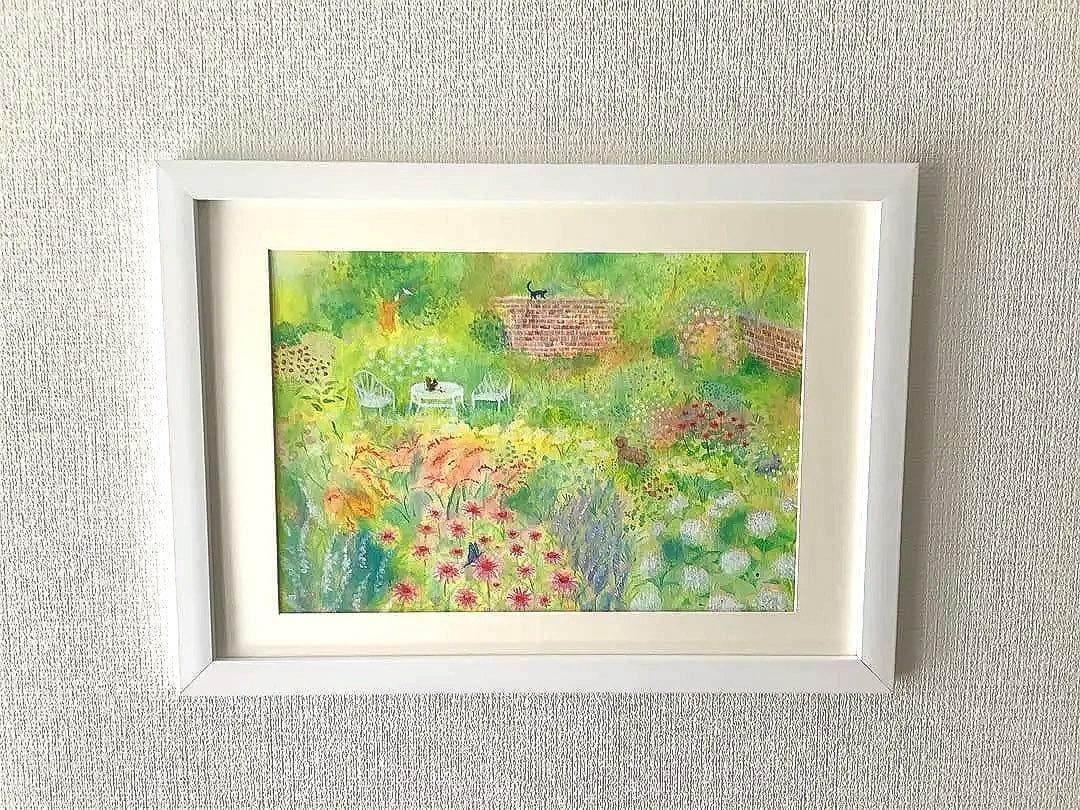 絵画　庭18 額縁無し　原画　A4サイズ