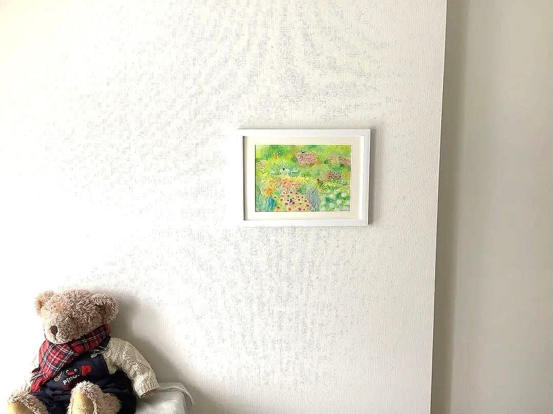 絵画　庭18 額縁無し　原画　A4サイズ
