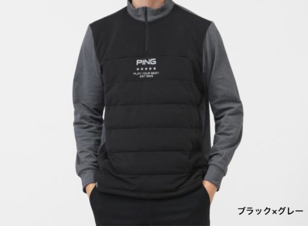 O*a様 【新品】PING ハーフジップシャツ ゴルフウェア　グレー×ブラック