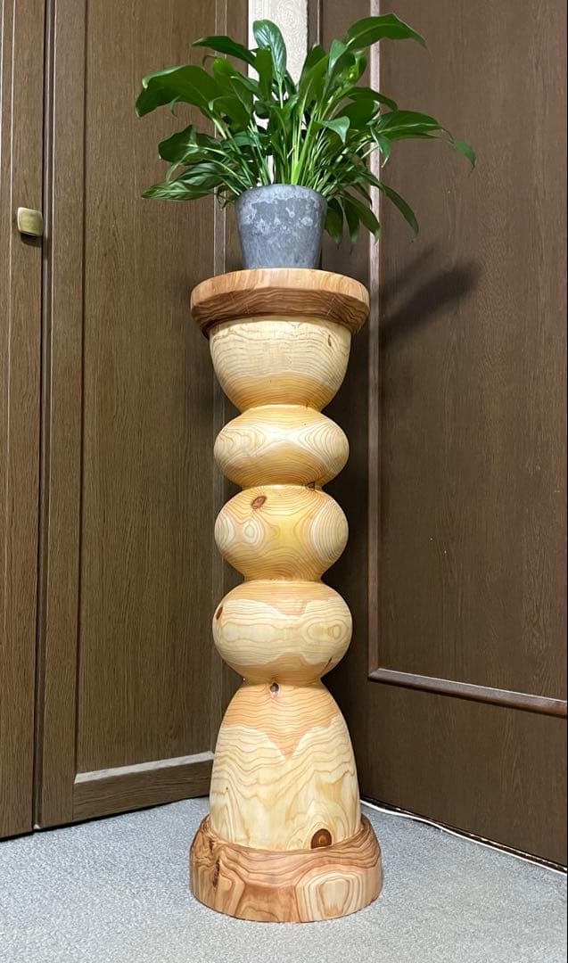 (aki品) 丸太　花瓶台 フラワースタンド