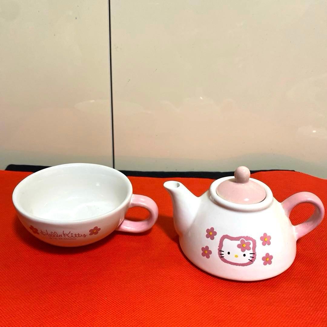 ハローキティ　キャンディポット　カップ&ポットセット　陶器製　レトロ可愛い