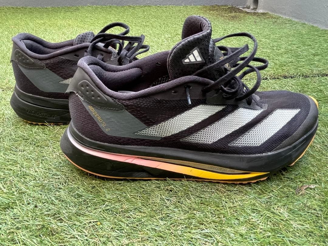 adidas/アディゼロSL2/ブラック&イエロー&ピンク/25.5