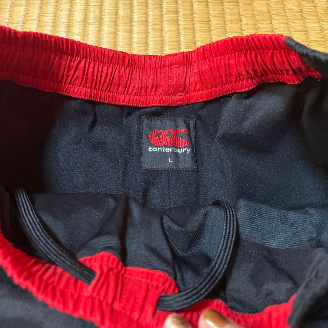最終値下げ❣️canterbury ジャージ　ウォームアップパンツ 黒/赤ズボン
